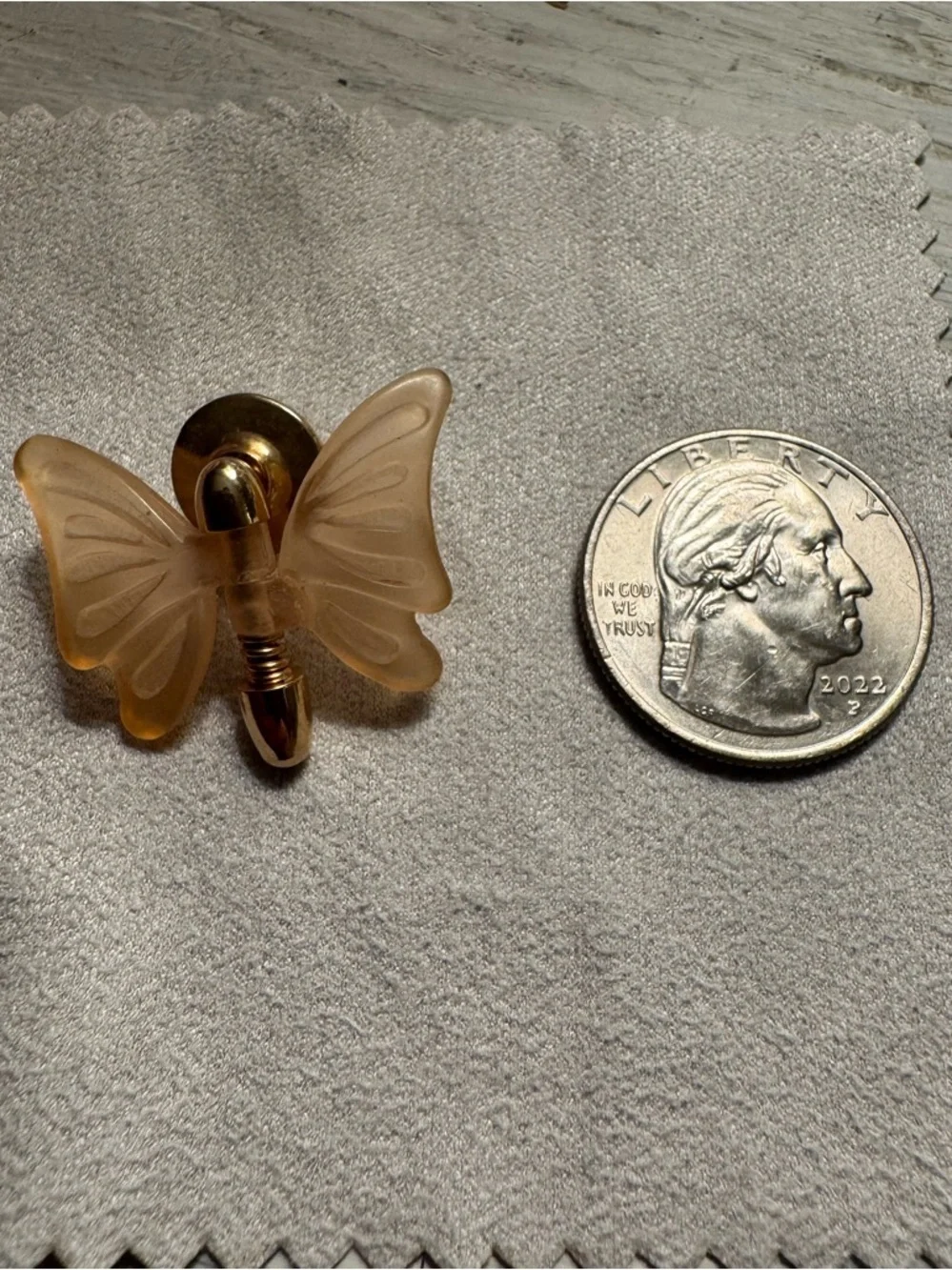 Vintage Avon Frosted Lucite Butterfly Brooch Gold Tone Etched Wings Pin